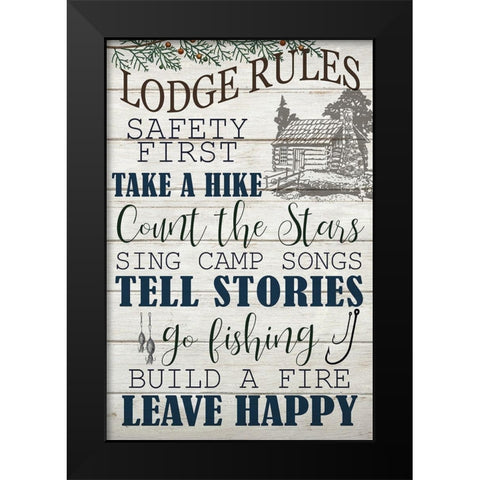 Lodge Rules Black Modern Wood Framed Art Print by Bailey, Ann
