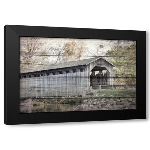 Covered Bridge Black Modern Wood Framed Art Print with Double Matting by Bailey, Ann