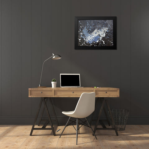 White and Blue Black Modern Wood Framed Art Print by Bailey, Ann