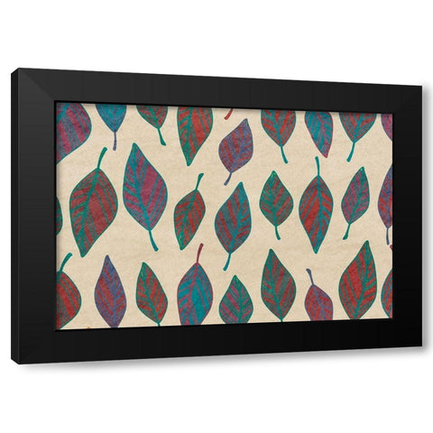 Falling Leaves Black Modern Wood Framed Art Print by Bailey, Ann
