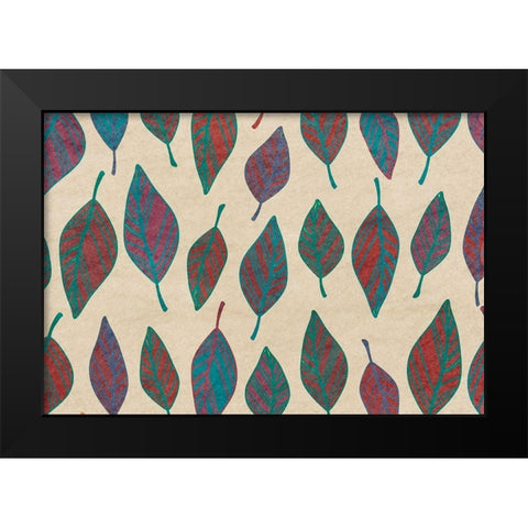 Falling Leaves Black Modern Wood Framed Art Print by Bailey, Ann