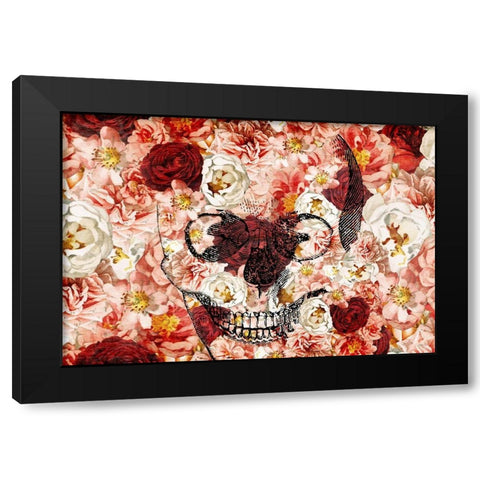 Skull Flowers Black Modern Wood Framed Art Print with Double Matting by Bailey, Ann