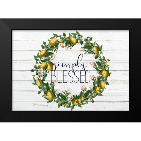 Simply Blessed Lemon Wreath Black Modern Wood Framed Art Print by Bailey, Ann