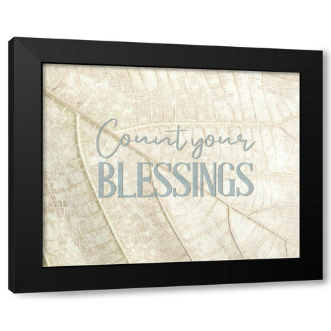 Count Your Blessings Leaf Black Modern Wood Framed Art Print by Bailey, Ann
