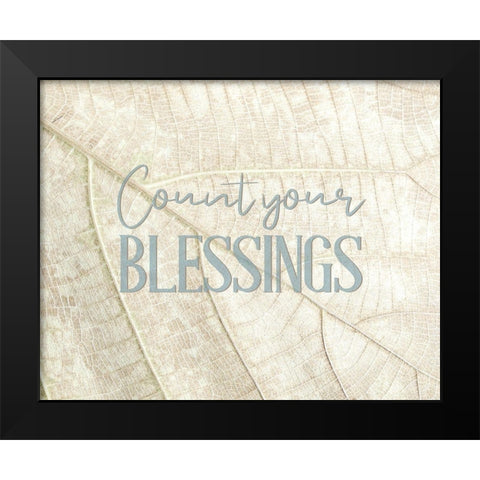 Count Your Blessings Leaf Black Modern Wood Framed Art Print by Bailey, Ann