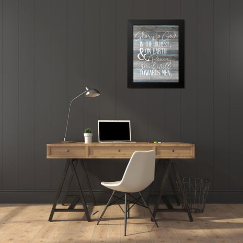 Peace to Men Black Modern Wood Framed Art Print by Bailey, Ann