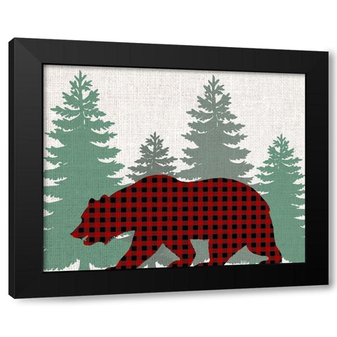 Bear Plaid Black Modern Wood Framed Art Print by Bailey, Ann
