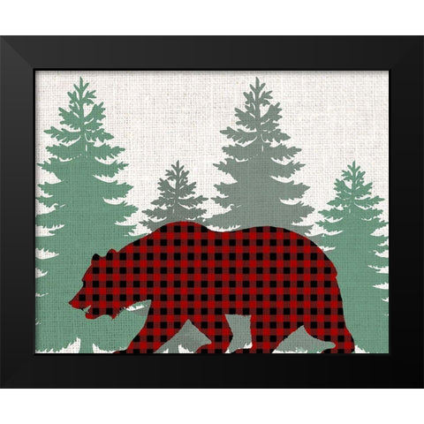Bear Plaid Black Modern Wood Framed Art Print by Bailey, Ann