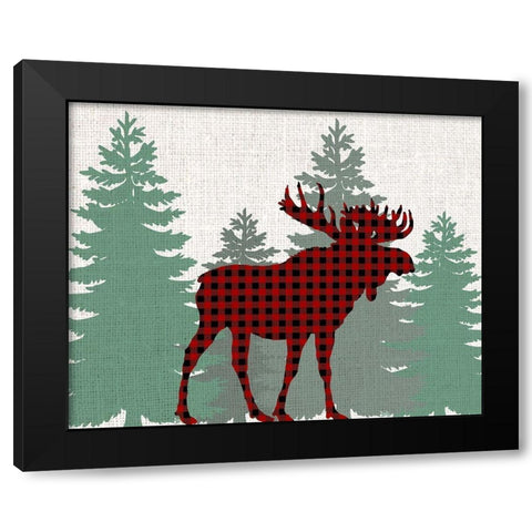 Moose Plaid Black Modern Wood Framed Art Print with Double Matting by Bailey, Ann