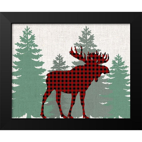 Moose Plaid Black Modern Wood Framed Art Print by Bailey, Ann