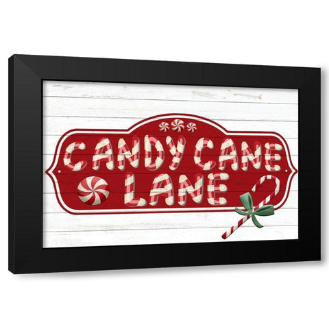 Candy Cane Lane Black Modern Wood Framed Art Print with Double Matting by Bailey, Ann