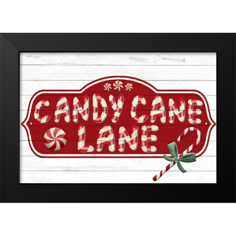 Candy Cane Lane Black Modern Wood Framed Art Print by Bailey, Ann