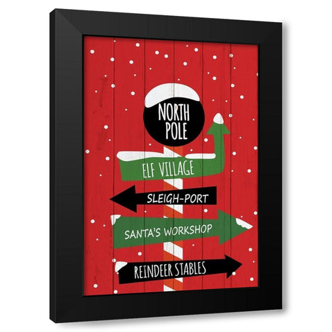 North Pole Sign Black Modern Wood Framed Art Print with Double Matting by Bailey, Ann