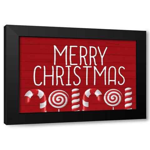 Merry Christmas Canes Black Modern Wood Framed Art Print by Bailey, Ann