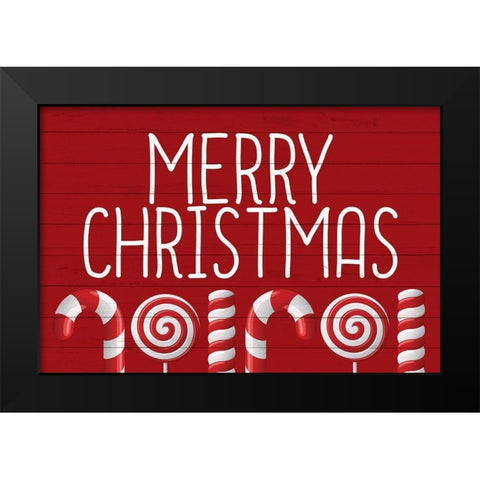 Merry Christmas Canes Black Modern Wood Framed Art Print by Bailey, Ann