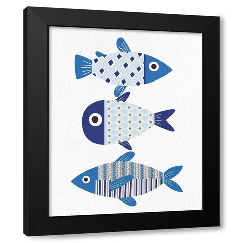Blue Fish 2 Black Modern Wood Framed Art Print with Double Matting by Bailey, Ann