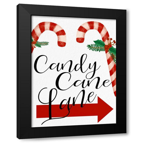 Candy Cane Lane Black Modern Wood Framed Art Print with Double Matting by Bailey, Ann