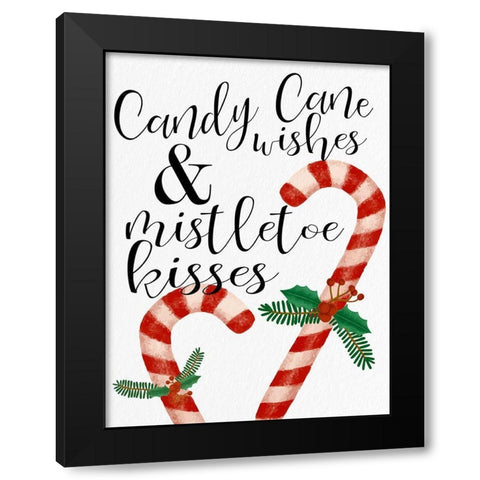 Candy Cane Wishes Black Modern Wood Framed Art Print by Bailey, Ann