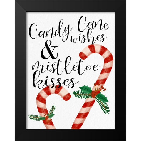 Candy Cane Wishes Black Modern Wood Framed Art Print by Bailey, Ann