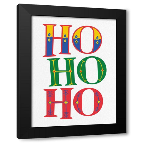 Ho Ho Ho Black Modern Wood Framed Art Print by Bailey, Ann