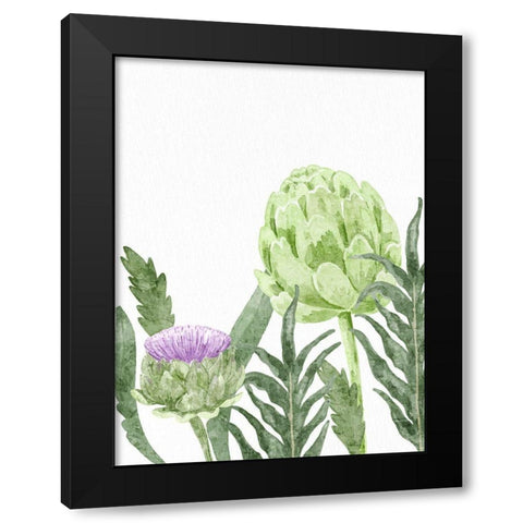 Watercolor Artichoke 1 Black Modern Wood Framed Art Print with Double Matting by Bailey, Ann