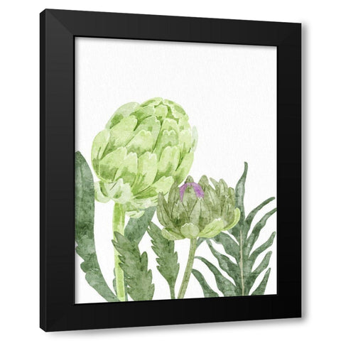 Watercolor Artichoke 2 Black Modern Wood Framed Art Print with Double Matting by Bailey, Ann