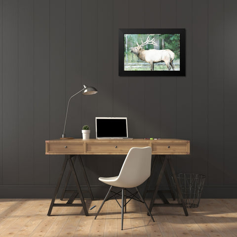 Linen Pressed Elk Black Modern Wood Framed Art Print by Bailey, Ann