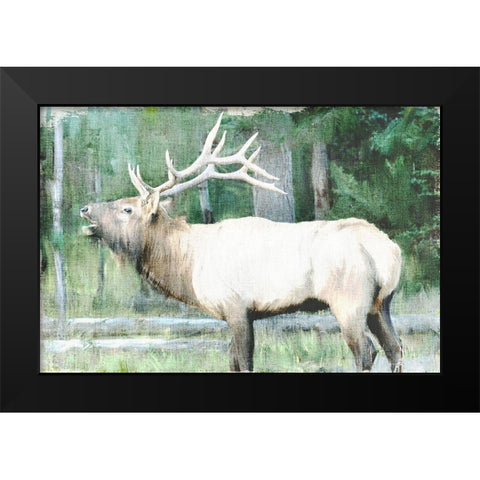 Linen Pressed Elk Black Modern Wood Framed Art Print by Bailey, Ann