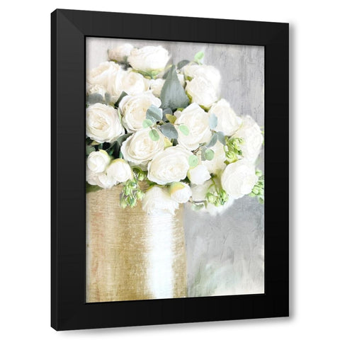 White Roses Black Modern Wood Framed Art Print by Bailey, Ann