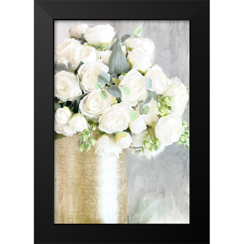 White Roses Black Modern Wood Framed Art Print by Bailey, Ann