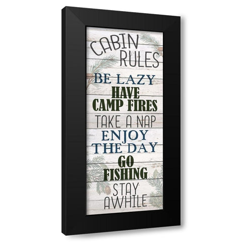 Cabin Rules Black Modern Wood Framed Art Print with Double Matting by Bailey, Ann