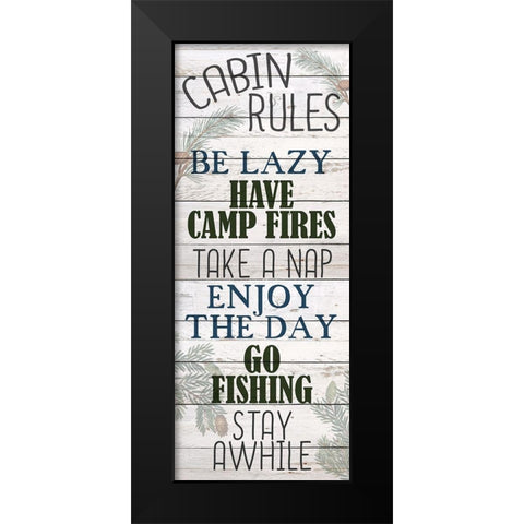 Cabin Rules Black Modern Wood Framed Art Print by Bailey, Ann