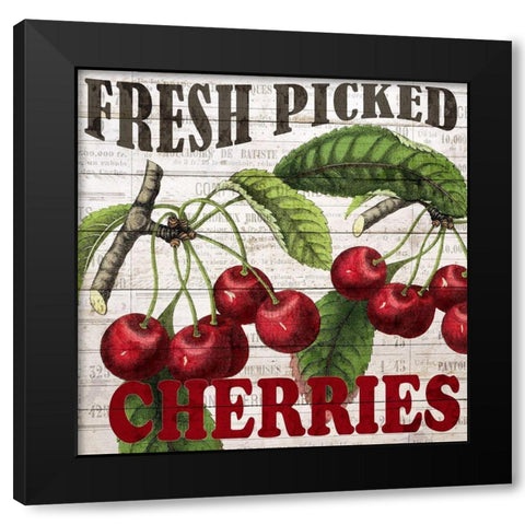 Fresh Picked Cherries Black Modern Wood Framed Art Print by Bailey, Ann