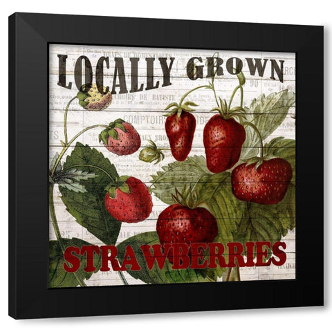 Fresh Picked Strawberries Black Modern Wood Framed Art Print by Bailey, Ann