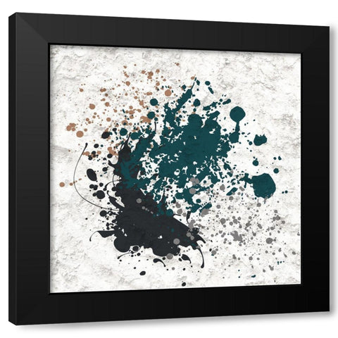 Splatter Square 1 Black Modern Wood Framed Art Print by Bailey, Ann