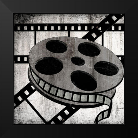 Film Reel Black Modern Wood Framed Art Print by Bailey, Ann