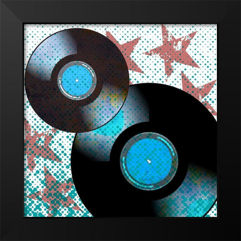 Music Stars 1 Black Modern Wood Framed Art Print by Bailey, Ann