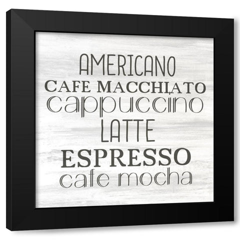 Coffee Beans 2 Black Modern Wood Framed Art Print by Bailey, Ann