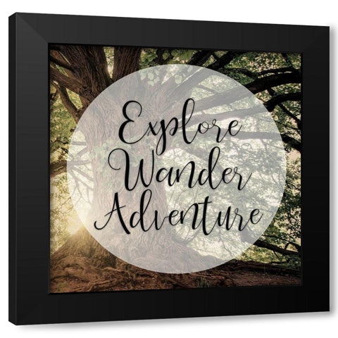 Explore Wander Adventure Black Modern Wood Framed Art Print with Double Matting by Bailey, Ann