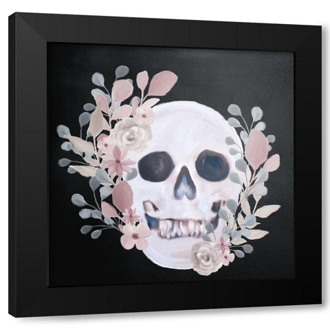 Soft Floral Skull Black Modern Wood Framed Art Print with Double Matting by Bailey, Ann