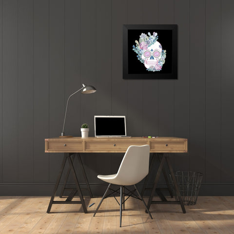Succulent Skull Black Modern Wood Framed Art Print by Bailey, Ann