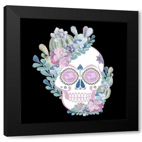 Succulent Skull Black Modern Wood Framed Art Print by Bailey, Ann