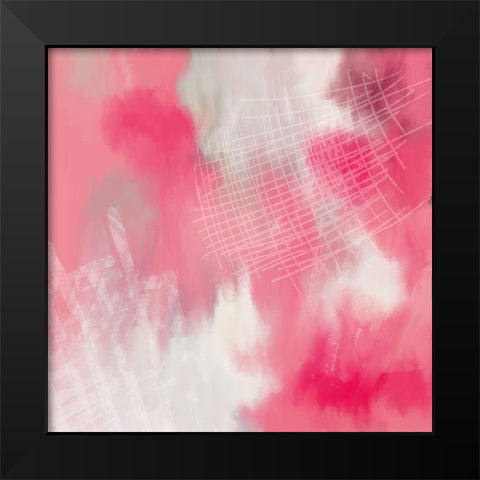 Pink Cross Hatched Black Modern Wood Framed Art Print by Bailey, Ann