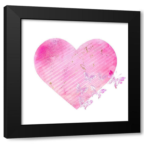 Butterfly Heart 1 Black Modern Wood Framed Art Print by Bailey, Ann