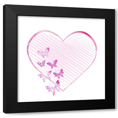 Butterfly Heart 2 Black Modern Wood Framed Art Print with Double Matting by Bailey, Ann