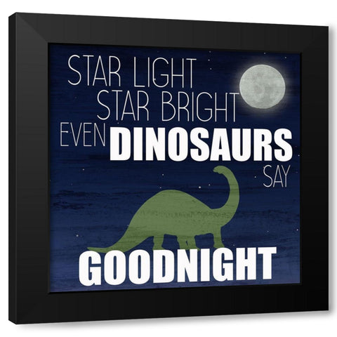 Dinosaurs Say Goodnight Black Modern Wood Framed Art Print with Double Matting by Bailey, Ann