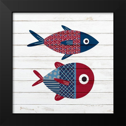 Americana Fish 1 Black Modern Wood Framed Art Print by Bailey, Ann