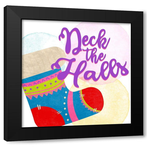 Deck the Halls Black Modern Wood Framed Art Print with Double Matting by Bailey, Ann