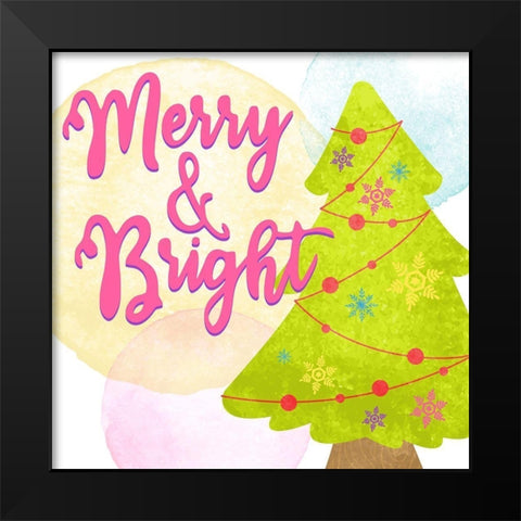 Merry and Bright Black Modern Wood Framed Art Print by Bailey, Ann