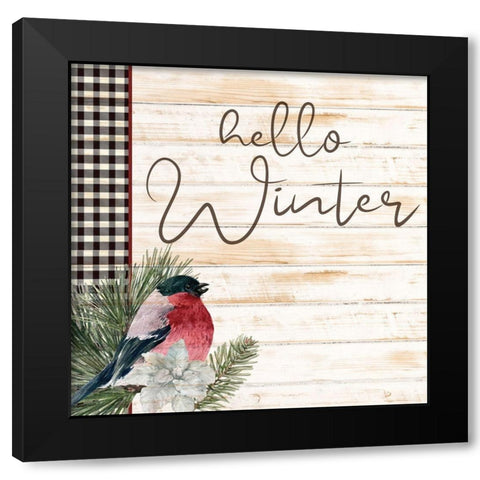 Hello Winter Black Modern Wood Framed Art Print with Double Matting by Bailey, Ann